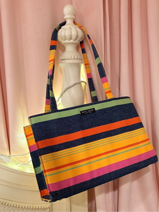 kate spade Handbags - kate spade Navy Multicolor Striped Canvas Tote